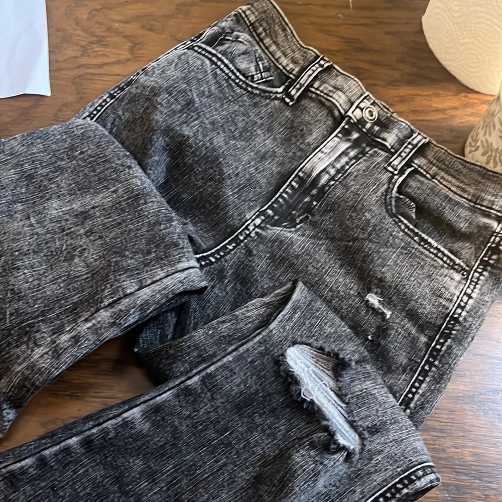 Black distressed high waisted bell bottoms